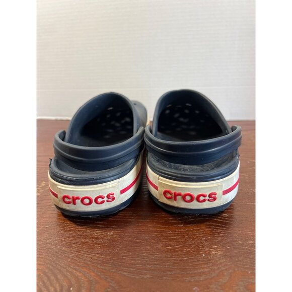 Crocs Lightning McQueen Navy Blue Clogs With Red & White Stripe Size 10/12 - Picture 4 of 6